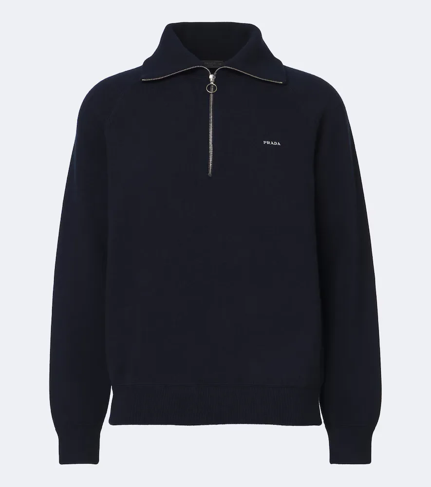 Wool and Cashmere Half-Zip Sweater by Prada