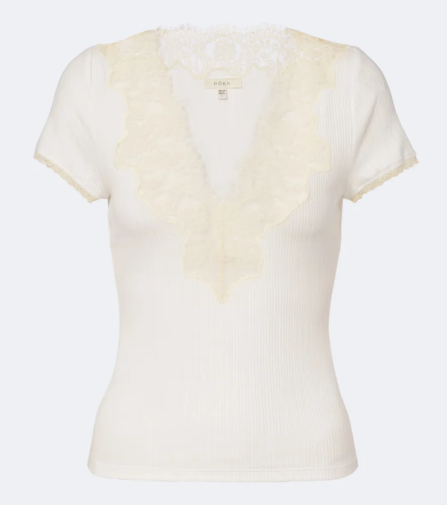 Nalia Pointelle Cotton-Blend T-Shirt by Doen