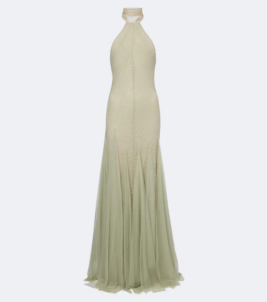 Elowen Lace Halterneck Gown by De La Vali