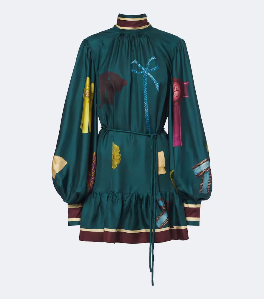 Rosette Printed Silk Twill Minidress by Alemais