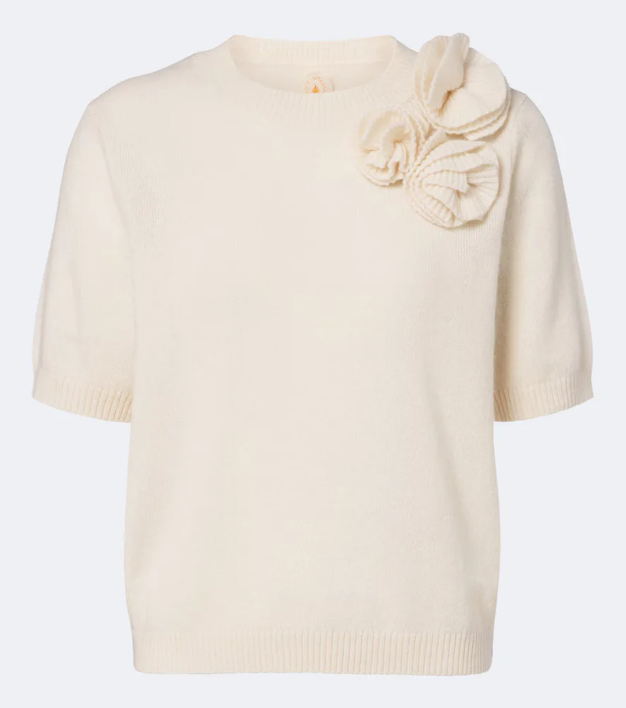 Floral-Appliqu Wool and Cashmere Sweater by Jardin Des Orangers