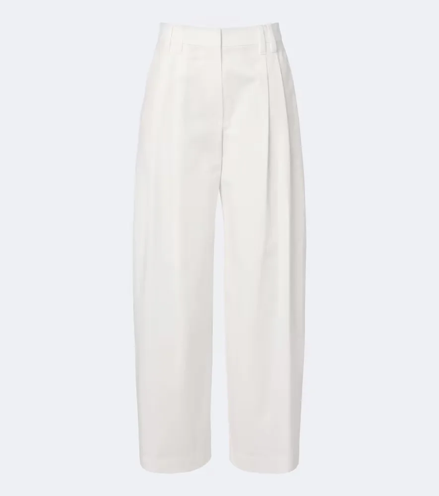 Monili Cotton Poplin Wide-Leg Pants by Brunello Cucinelli