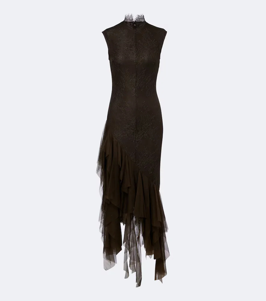 Morwen Tulle-Trimmed Lace Cocktail Dress by De La Vali