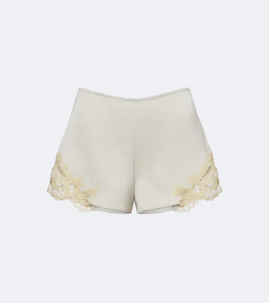 Reparo Lace-Trimmed Crêpe Shorts