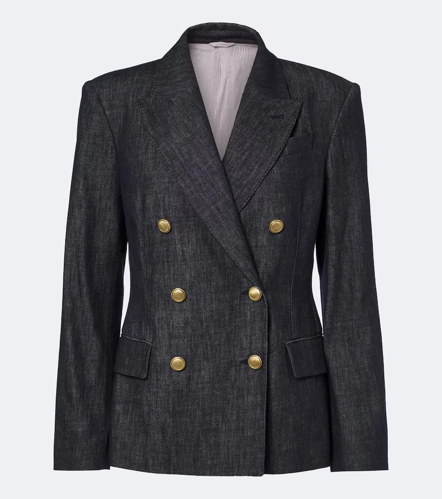 Double-Breasted Denim Blazer by Brunello Cucinelli