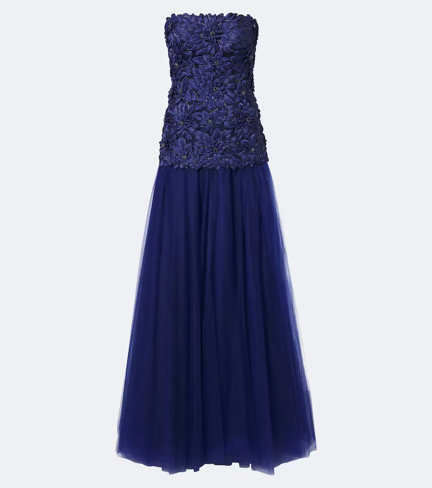 Gisella Tulle and Lurex Satin Bustier Gown by Costarellos