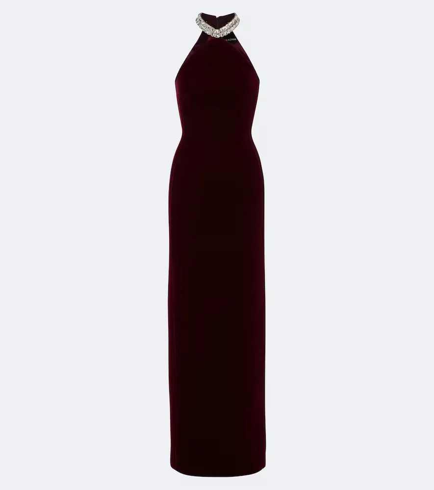 Embellished Halterneck Velvet Gown by David Koma