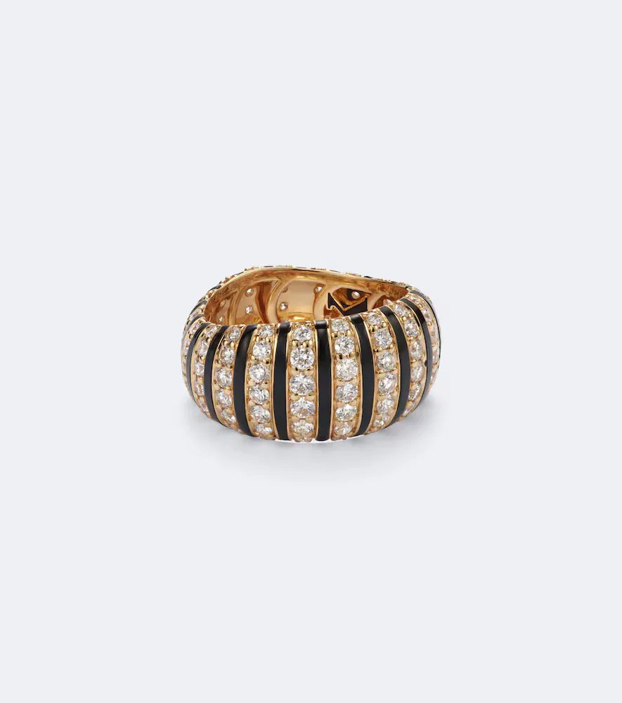 Sandra 18kt Gold and Enamel Ring with Diamonds by Kamyen