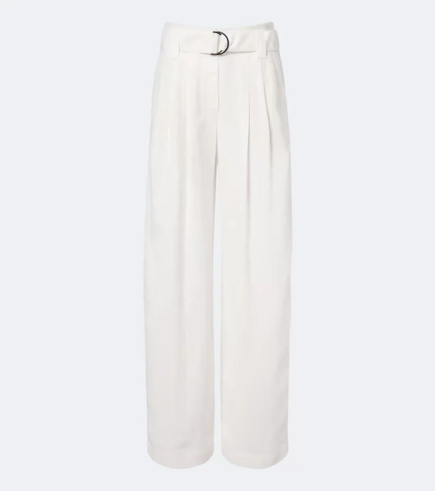 Monili Belted Pleated Wide-Leg Pants by Brunello Cucinelli