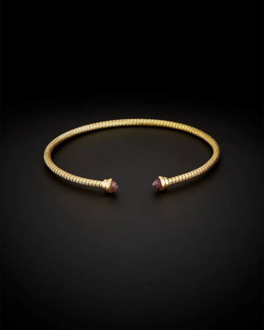 14K Italian Gold Amethyst Cuff by Italian Gold