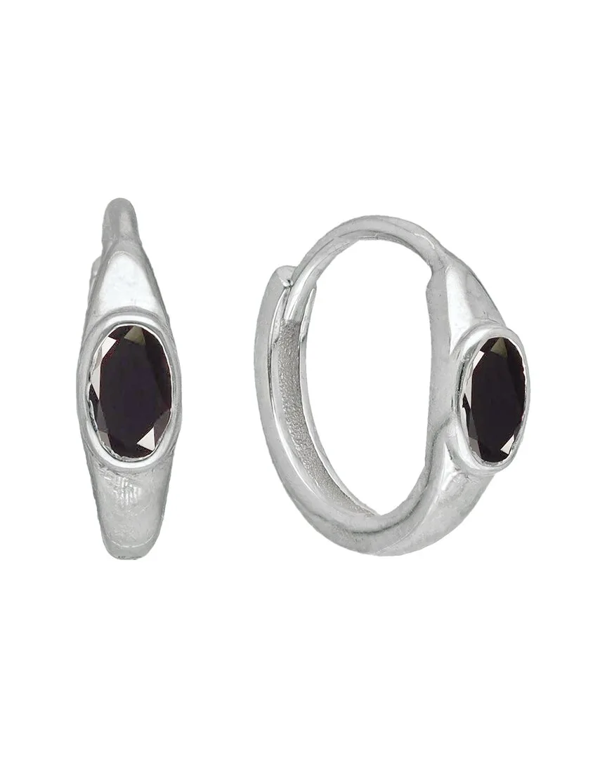 Silver 0.60 ct. tw. Black Onyx Huggie Earrings