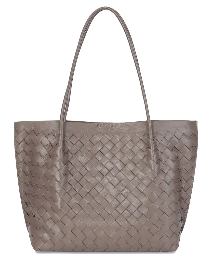 Hand-Woven Large Leather Tote by Tiffany & Fred Paris