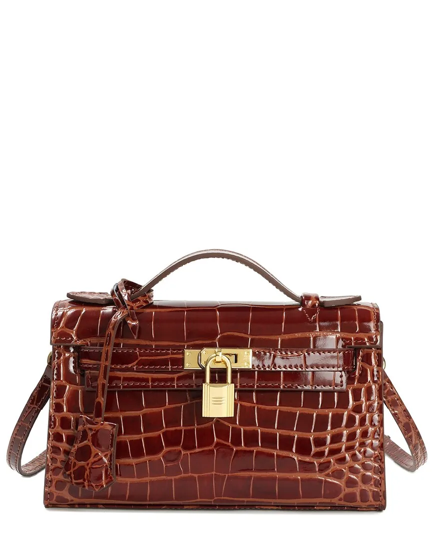 Top-Handle Croc-Embossed Leather Crossbody by Tiffany & Fred Paris