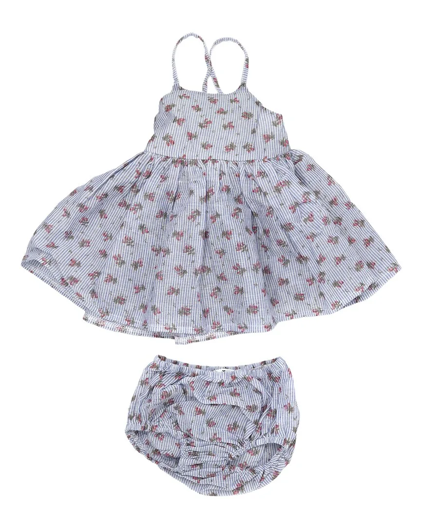 Stripe with Roses Woven Party Dress by Oh Baby