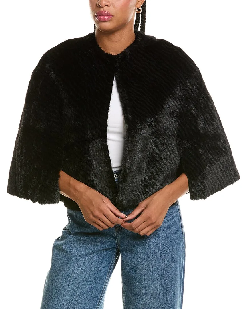 Stella + Lorenzo Faux Fur Short Cape Jacket by Stella  Lorenzo