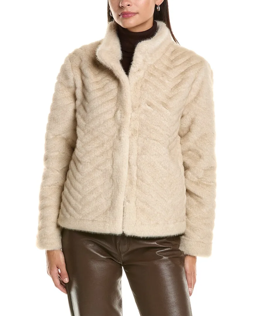 Striped Faux Fur Jacket by La Fiorentina