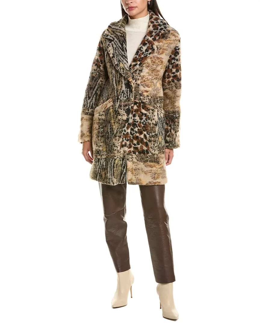 Abstract Animal Print Wool Coat by La Fiorentina