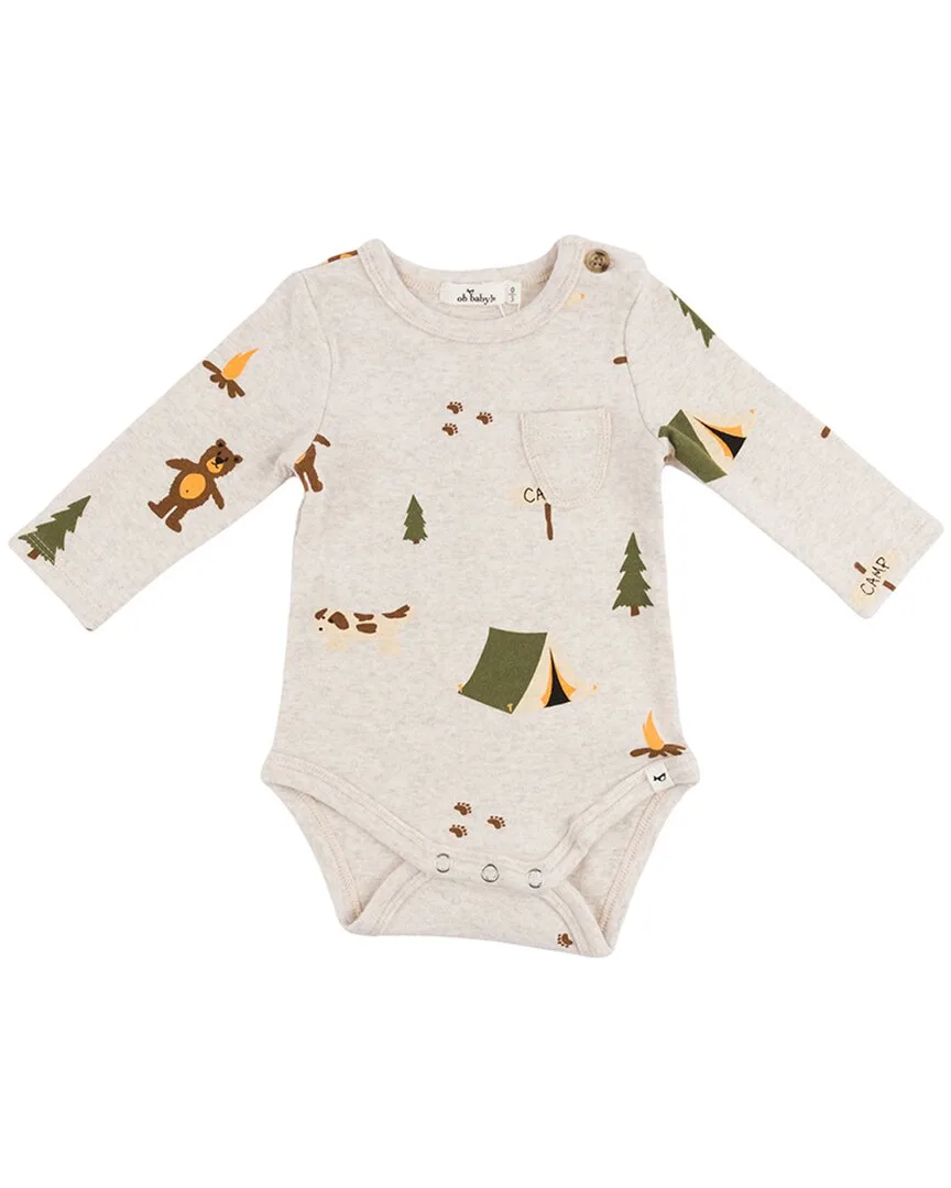 Camping Print Pocket Onesie by Oh Baby