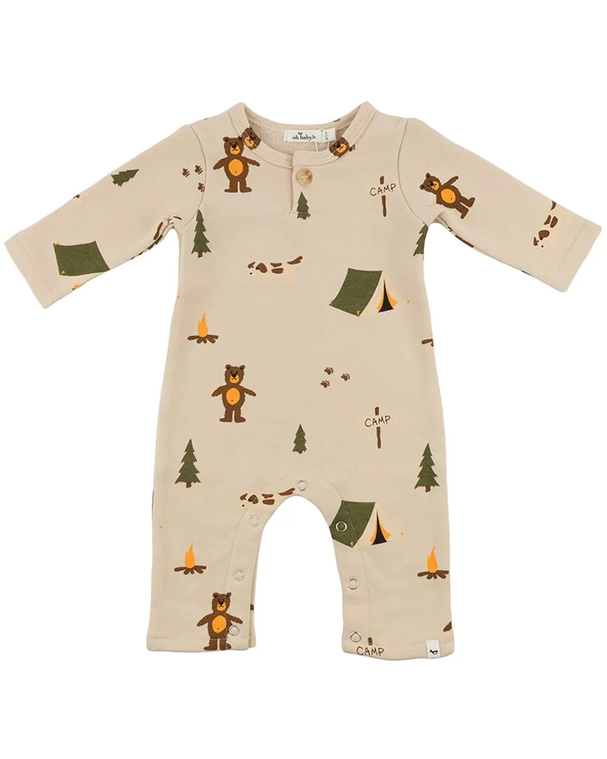 Camping Print One Button Romper by Oh Baby