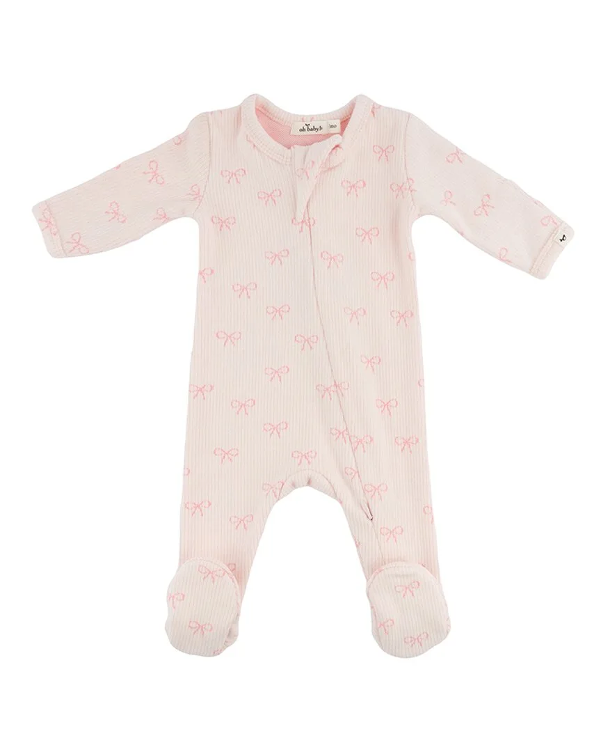 Mini Bows Zipper Footie by Oh Baby