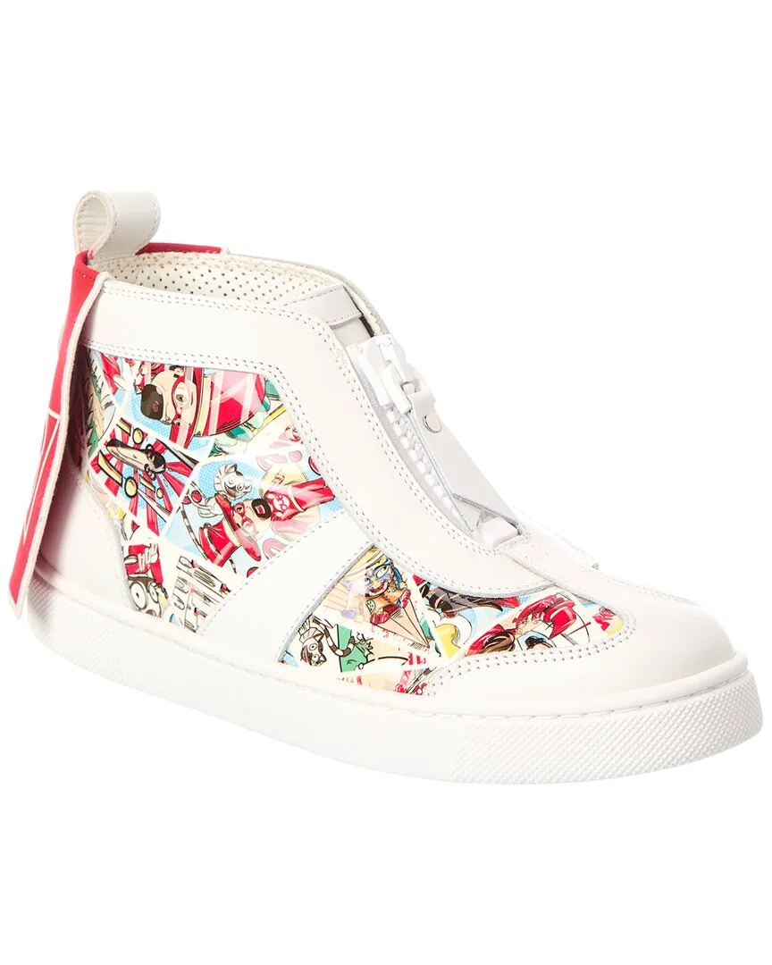 Super Loubi Leather High-Top Sneaker by Christian Louboutin