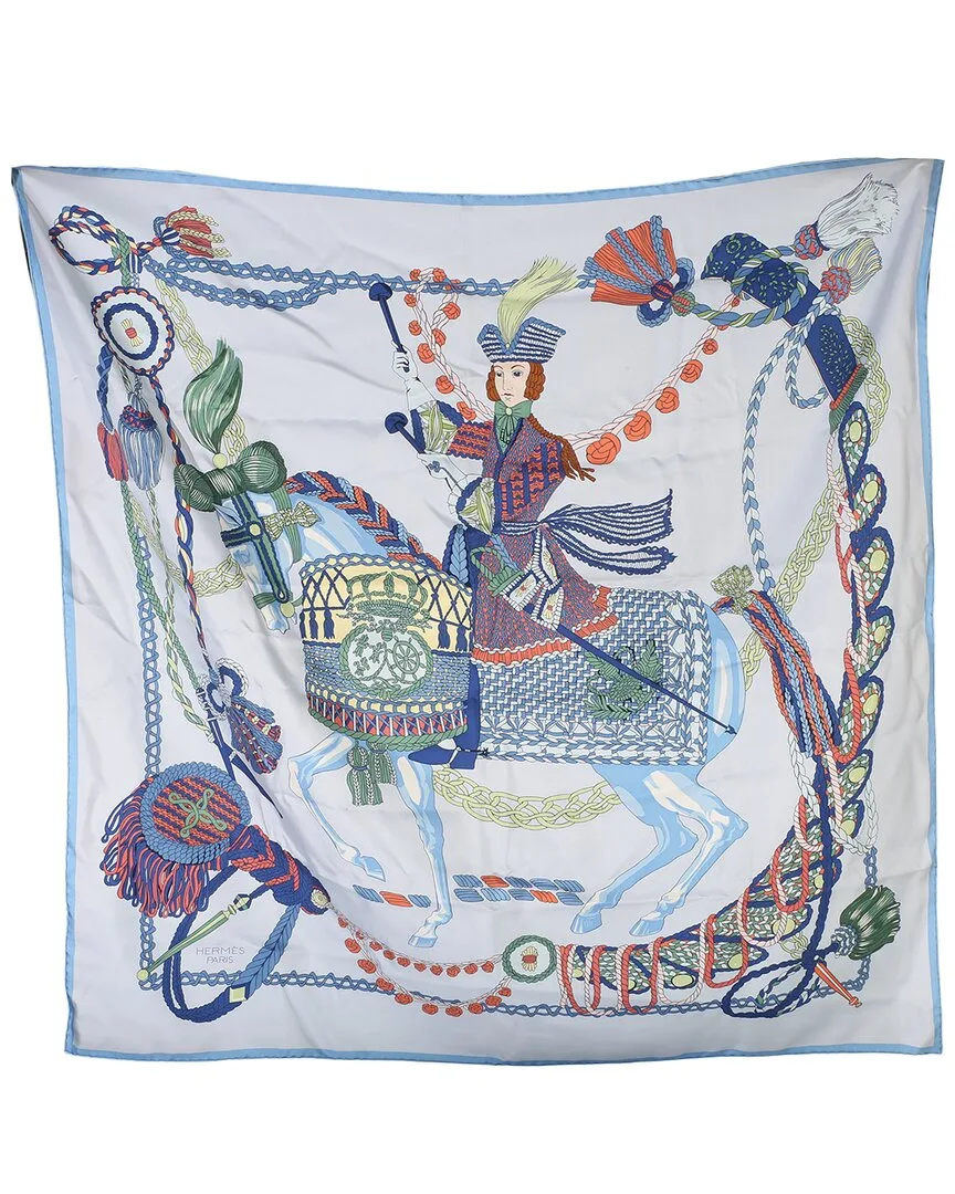 Bleu Ciel Silk Le Timbalier Scarf 90 by Herms