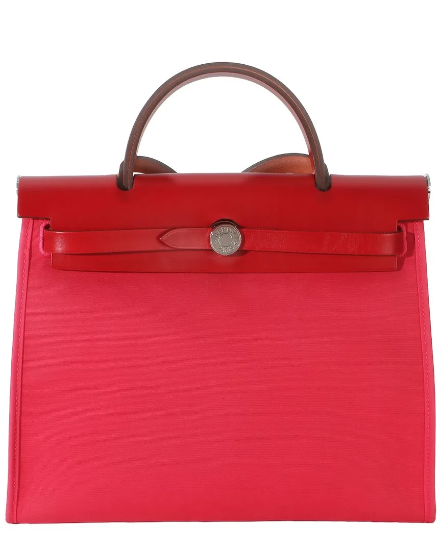 Rose Mexico Rouge Piment Toile Militaire Hunter Herbag Zip 31 Phw (authentic Pre-Loved) by Herms