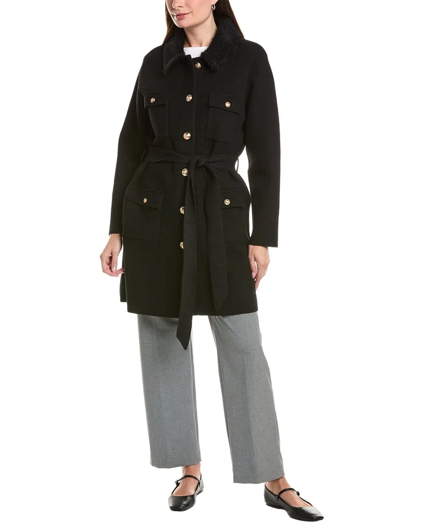 Faux Fur Eyelash Military Coat by Nvlt