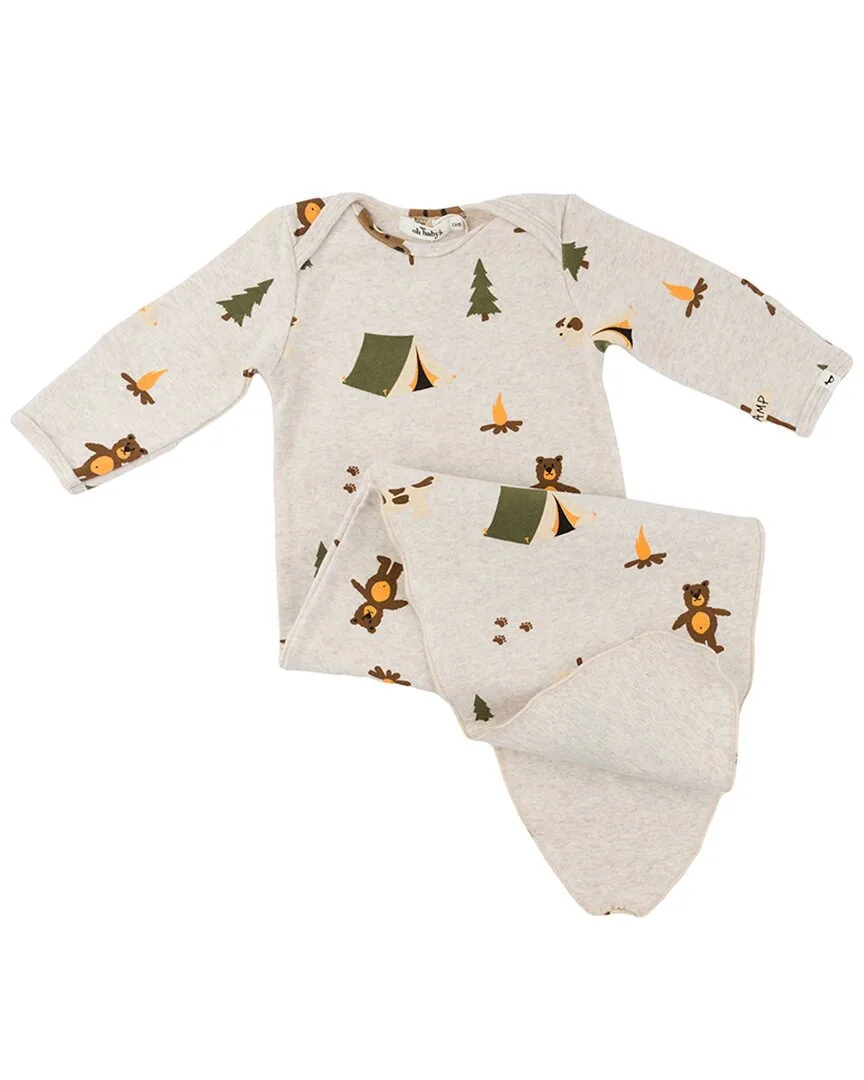 Camping Print Knotted Gown by Oh Baby
