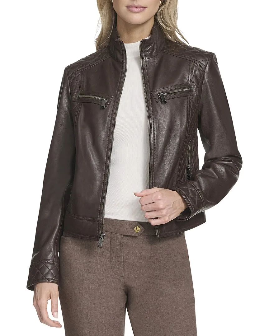 Mikel Leather Racer Jacket by Andrew Marc