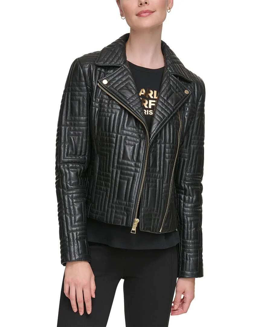 Leather Moto Jacket by Karl Lagerfeld
