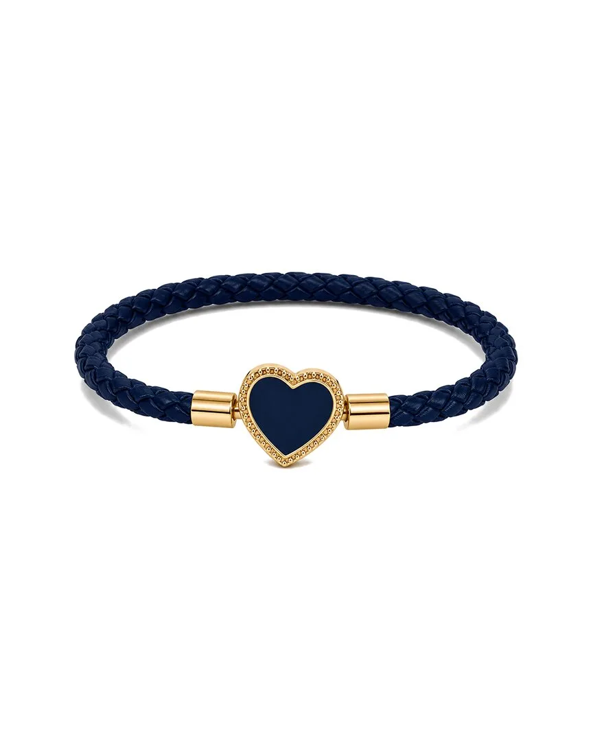 Leather & Stainless Steel Cz Bracelet by Jean Claude
