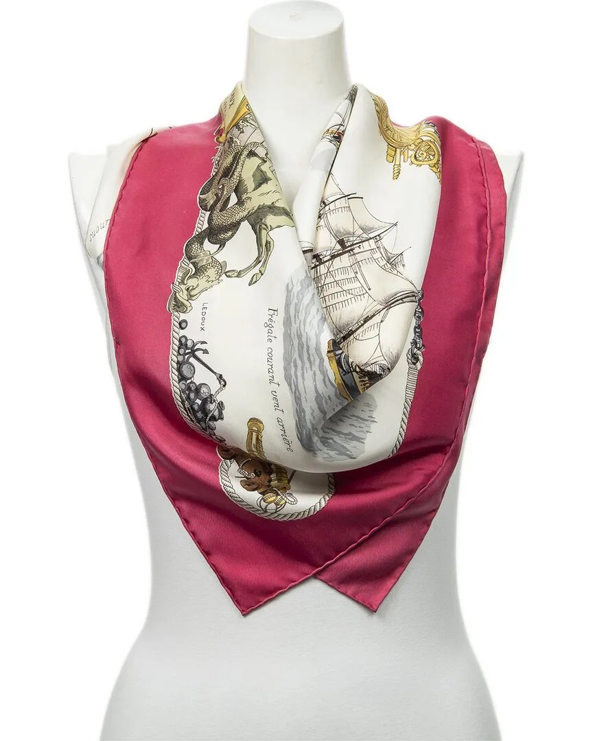 Vaisseaux Et Fregates by Philippe Ledoux Scarf (authentic Pre-Loved) by Herms