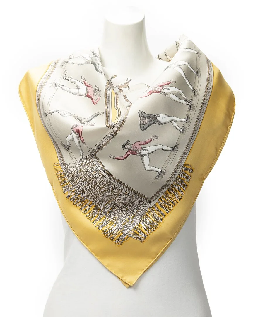 Les Plaisirs Du Froid by Hugo Grygkar Scarf (authentic Pre-Loved) by Herms