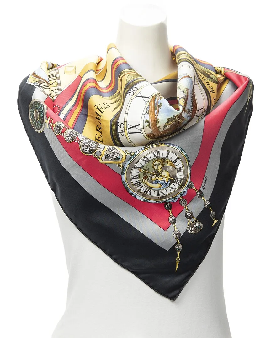 La Ronde Des Heures by Loc Dubigeon Scarf (authentic Pre-Loved) by Herms