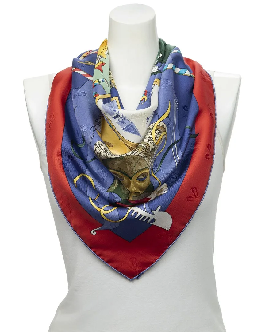 Le Carnaval De Venise by Hubert De Watrigant Scarf (authentic Pre-Loved) by Herms