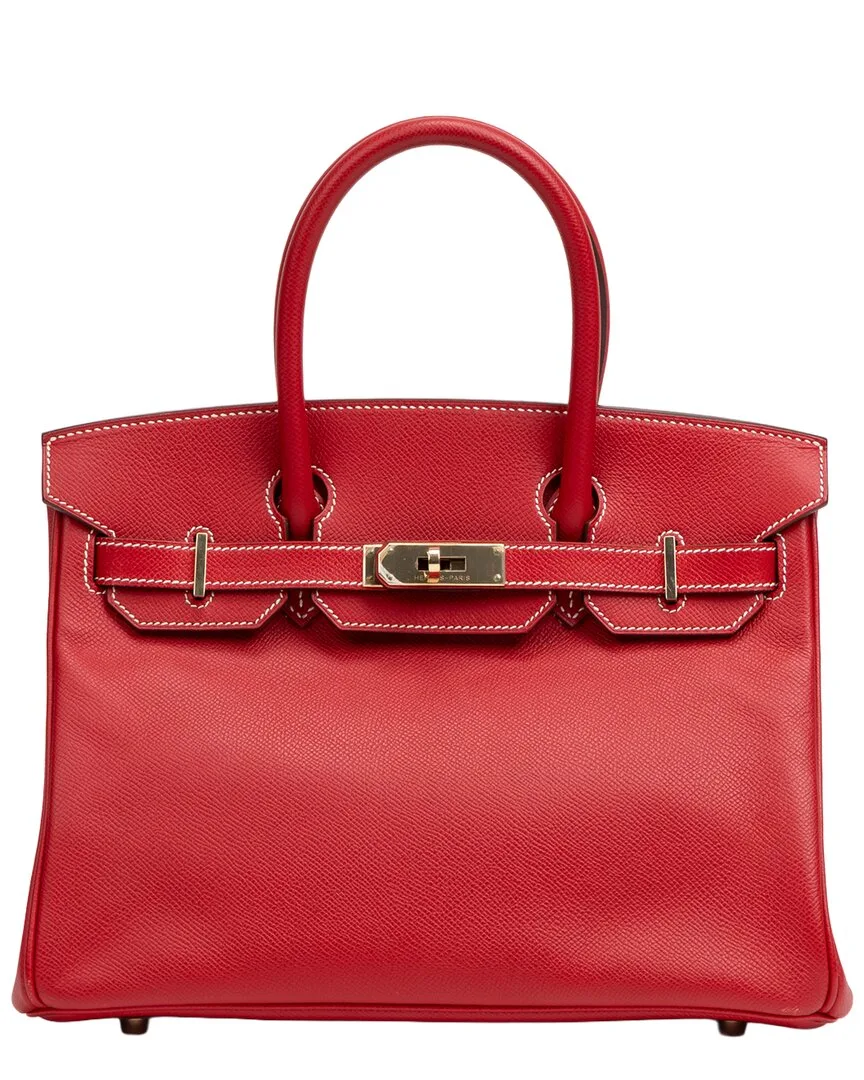 Red Clemence Calfskin Leather Birkin 30 (authentic Pre-Loved) by Herms