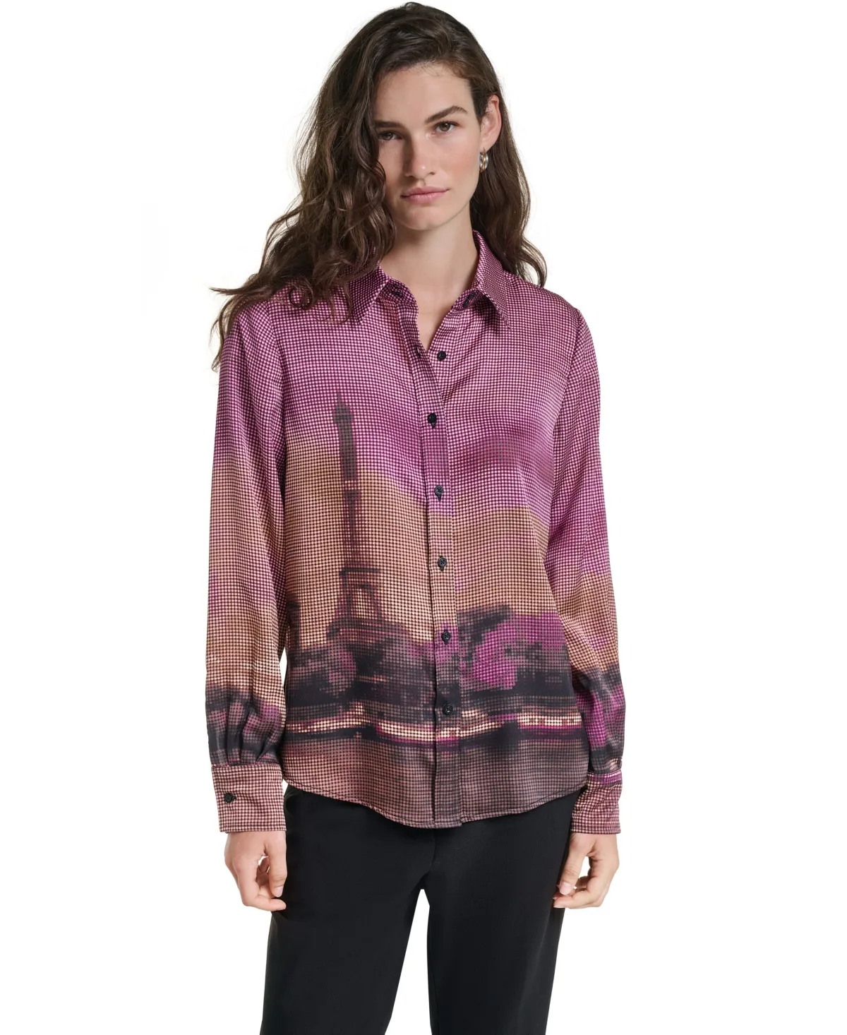 Button-Up Collared Blouse by Karl Lagerfeld