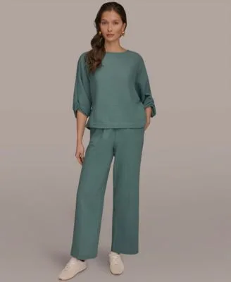 Boat Neck Blouse Mid Rise Side Seam Pants by Donna Karan Weekend