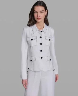 Pocket Detail Collared Jacket Wide Leg Sailor Pants by Karl Lagerfeld