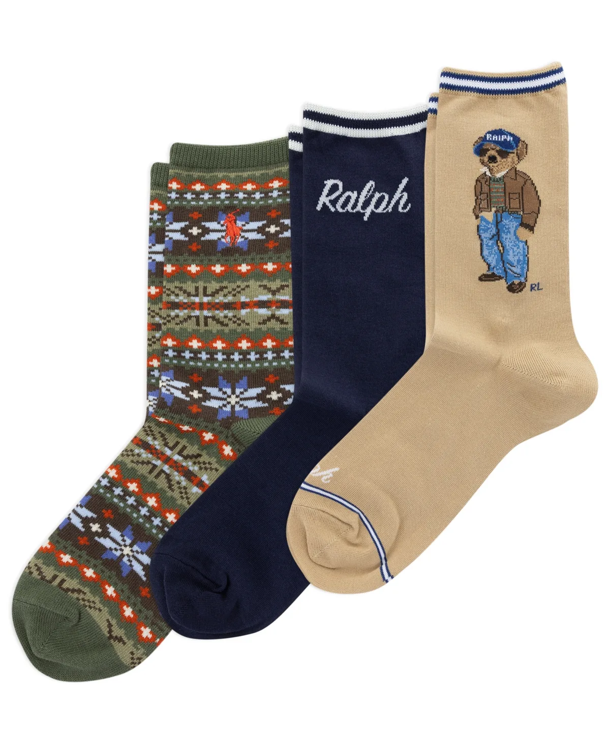 Polo Bear Cotton-Blend Crew Socks, 3-Piece Set by Polo Ralph Lauren