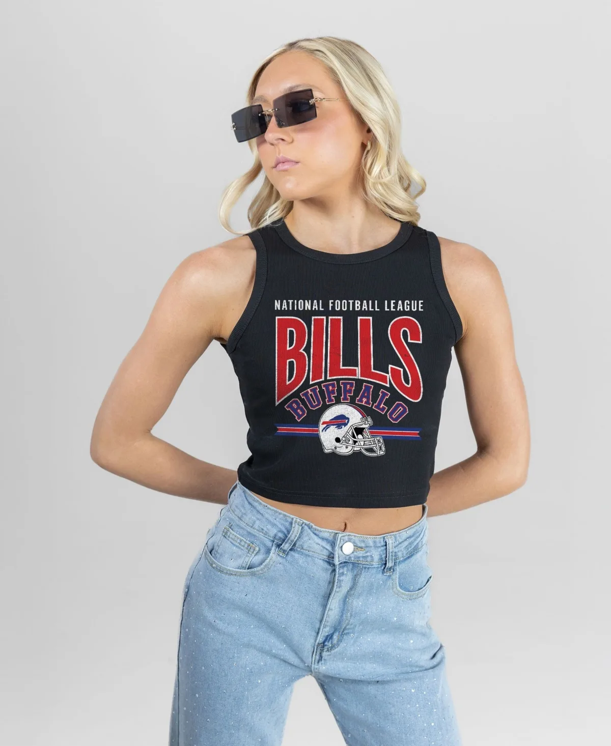 Buffalo Bills Mic Drop Ribbed Scoop-Neck Crop Tank Top by Gameday Couture