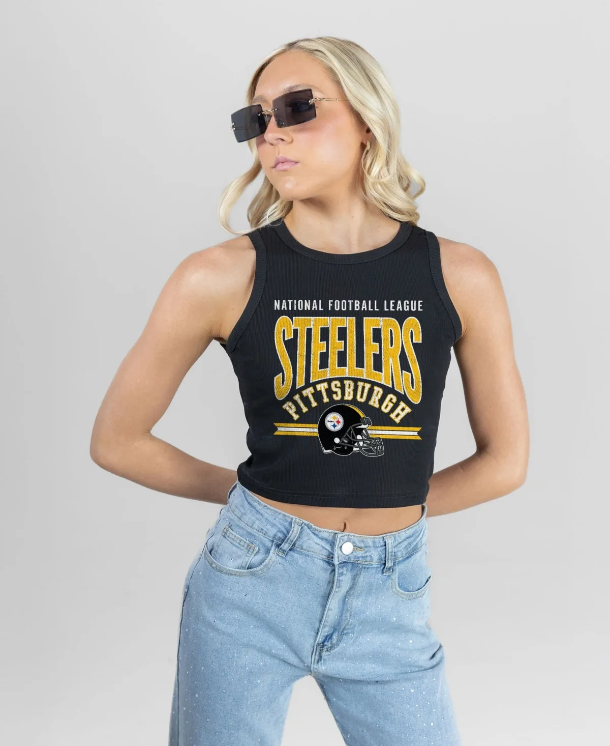 Pittsburgh Steelers Mic Drop Scoop Neck Ribbed Slim-Fit Tank Top