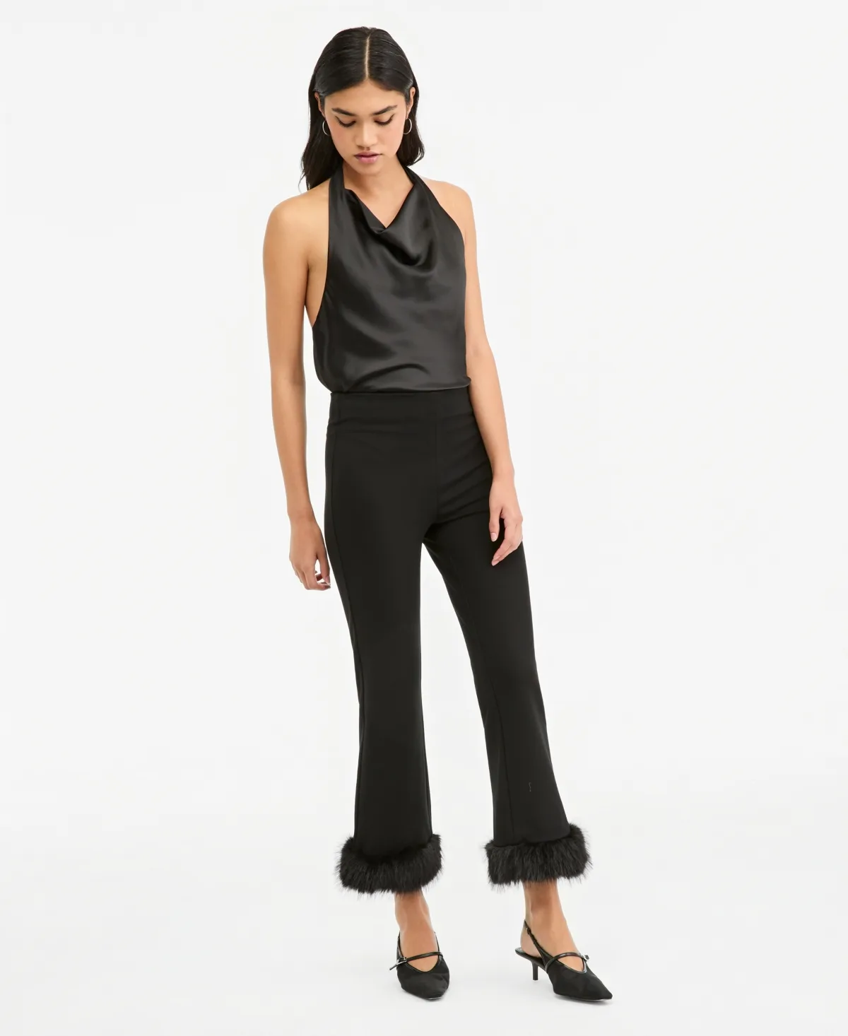 Cropped Faux Fur-Trim Capris by Bar III