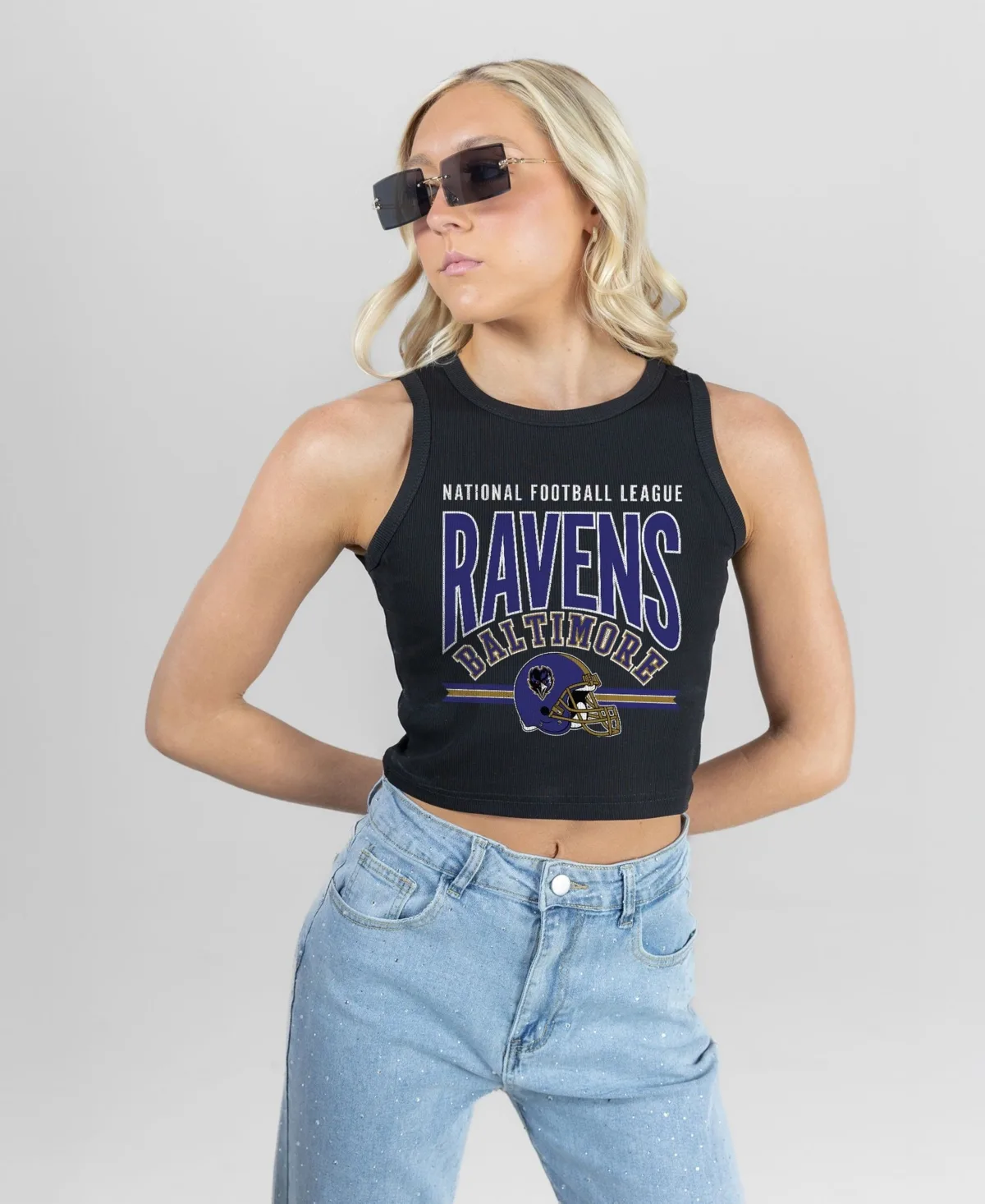 Baltimore Ravens Mic Drop Crop Ribbed Tank Top by Gameday Couture