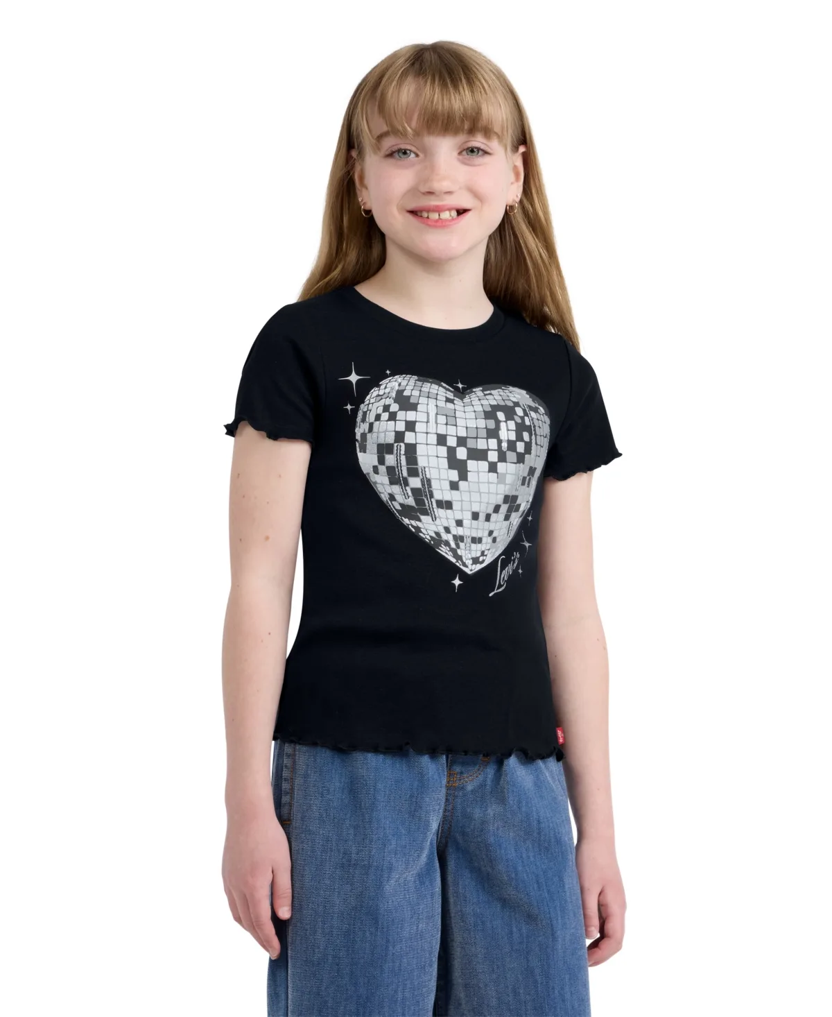 Disco-Ball Lettuce-Edge Ribbed T-Shirt by Levi's