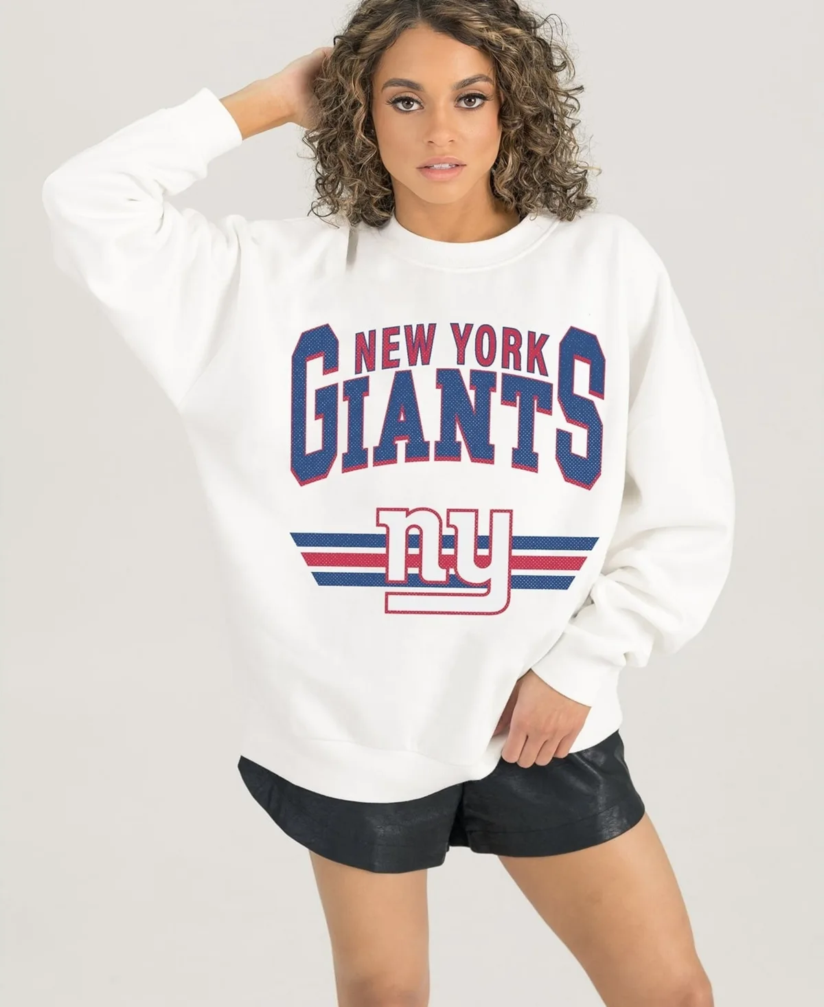 New York Giants Swift Strike Oversized Dropped-Shoulder Pullover Sweatshirt by Gameday Couture
