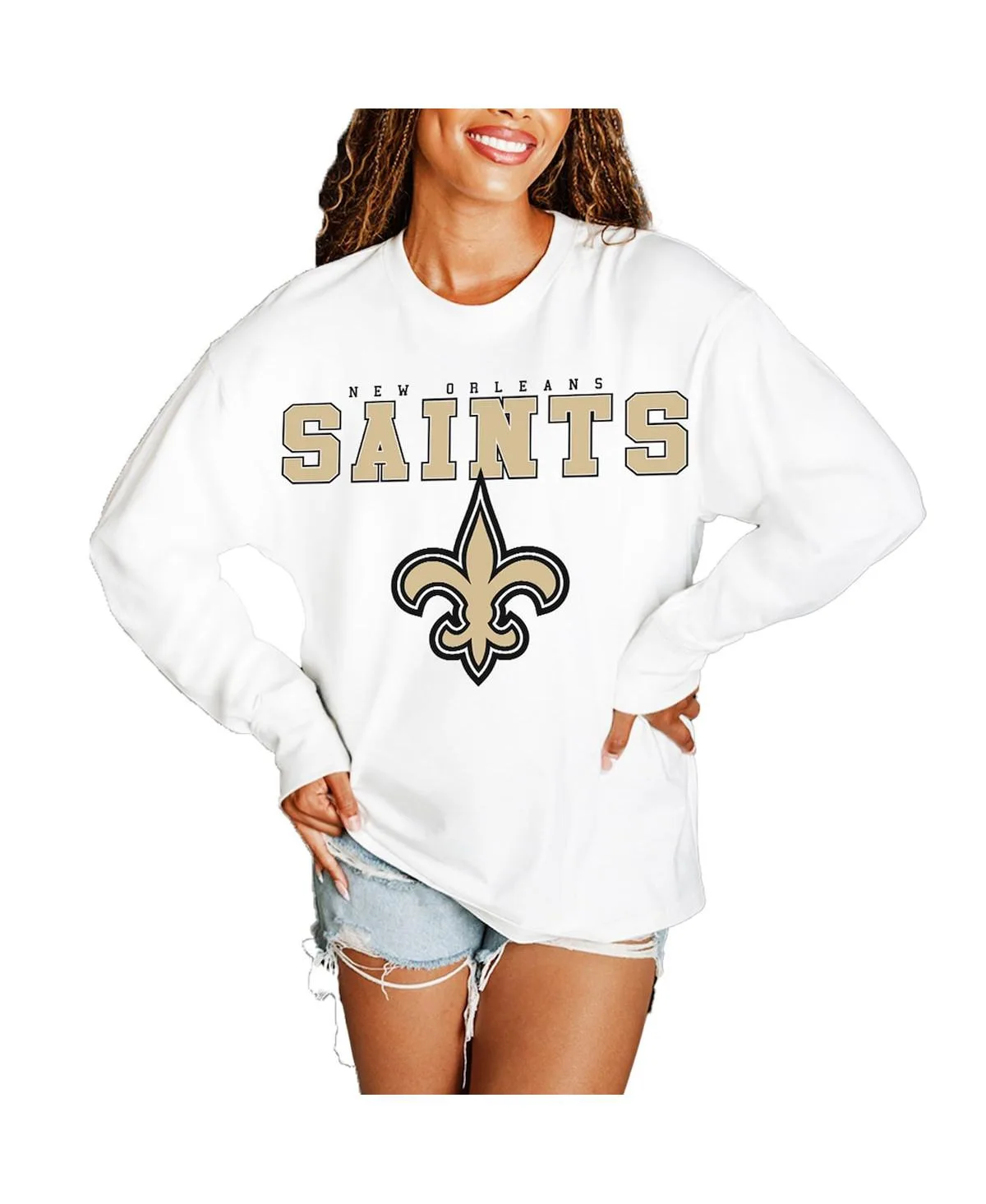 New Orleans Saints Big Goals Oversized Long Sleeve T-Shirt by Gameday Couture