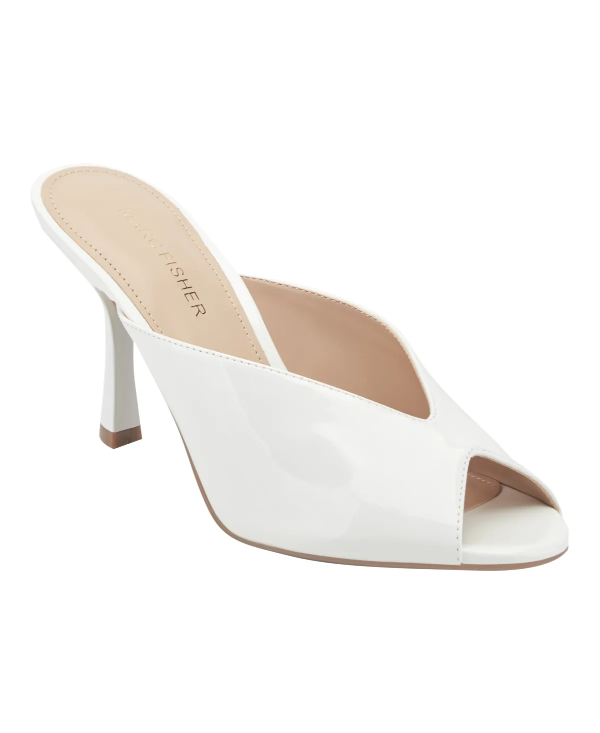 Vasay Peep Toe Stiletto Sandals - White Patent by Marc Fisher