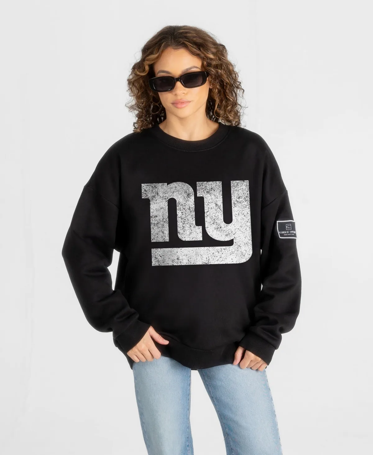 New York Giants Bold Move Black Label Premium Drop Shoulder Sweatshirt by Gameday Couture